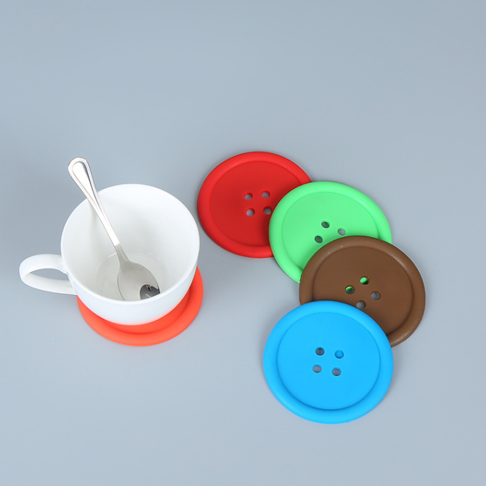 Soft Round Mug Coffee Tea Cup Coaster Mats Silicone PVC button Coasters for Drinks
