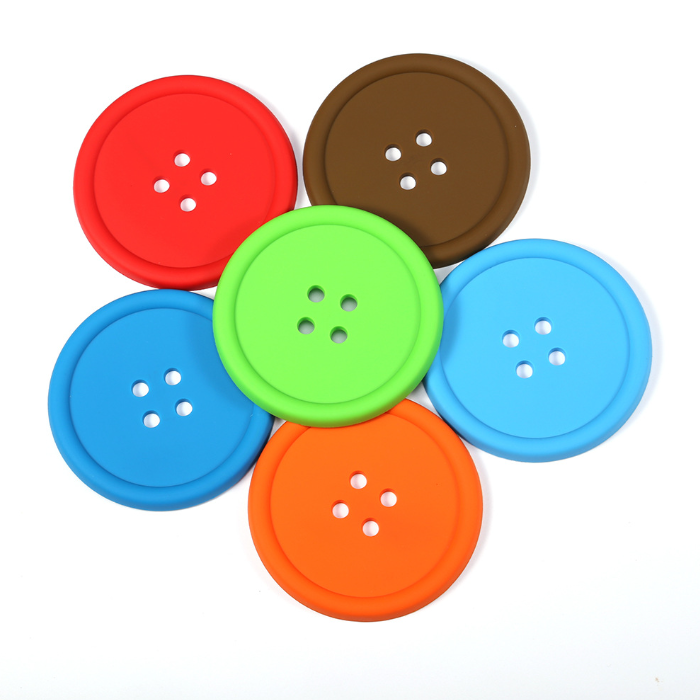 Soft Round Mug Coffee Tea Cup Coaster Mats Silicone PVC button Coasters for Drinks