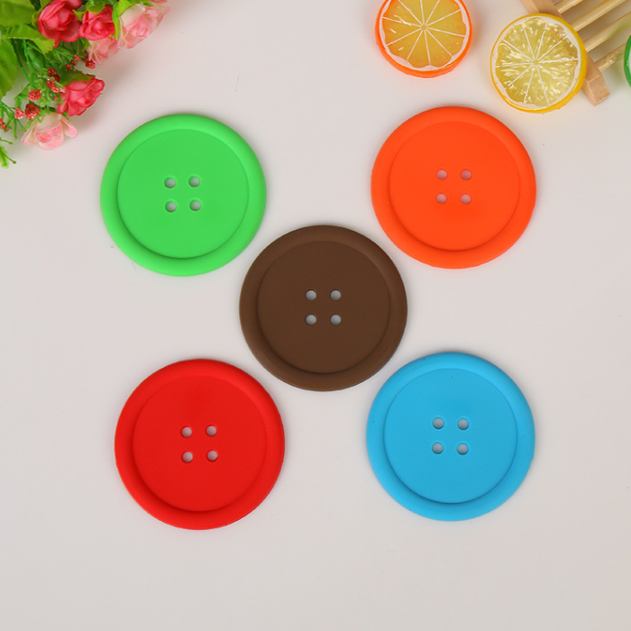 Soft Round Mug Coffee Tea Cup Coaster Mats Silicone PVC button Coasters for Drinks
