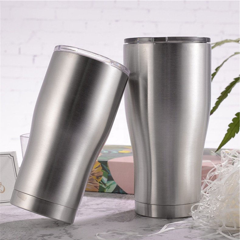 20oz 600ml stainless steel modern curve tumbler vacuum insulated double wall coffee cups bottles ceramic mug with sliding