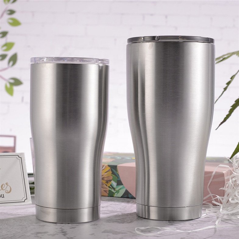 20oz 600ml stainless steel modern curve tumbler vacuum insulated double wall coffee cups bottles ceramic mug with sliding