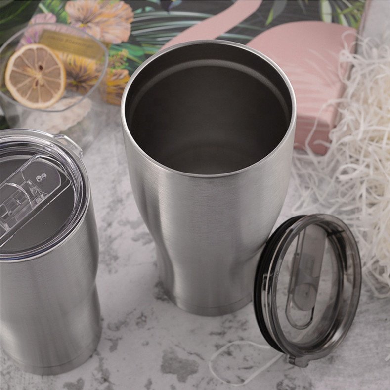 20oz 600ml stainless steel modern curve tumbler vacuum insulated double wall coffee cups bottles ceramic mug with sliding