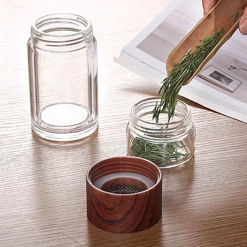 Portable 300ML Double-layer Glass Tea Maker Water Bottle With Infuser Loose Leaf Tea Tumbler Bottle