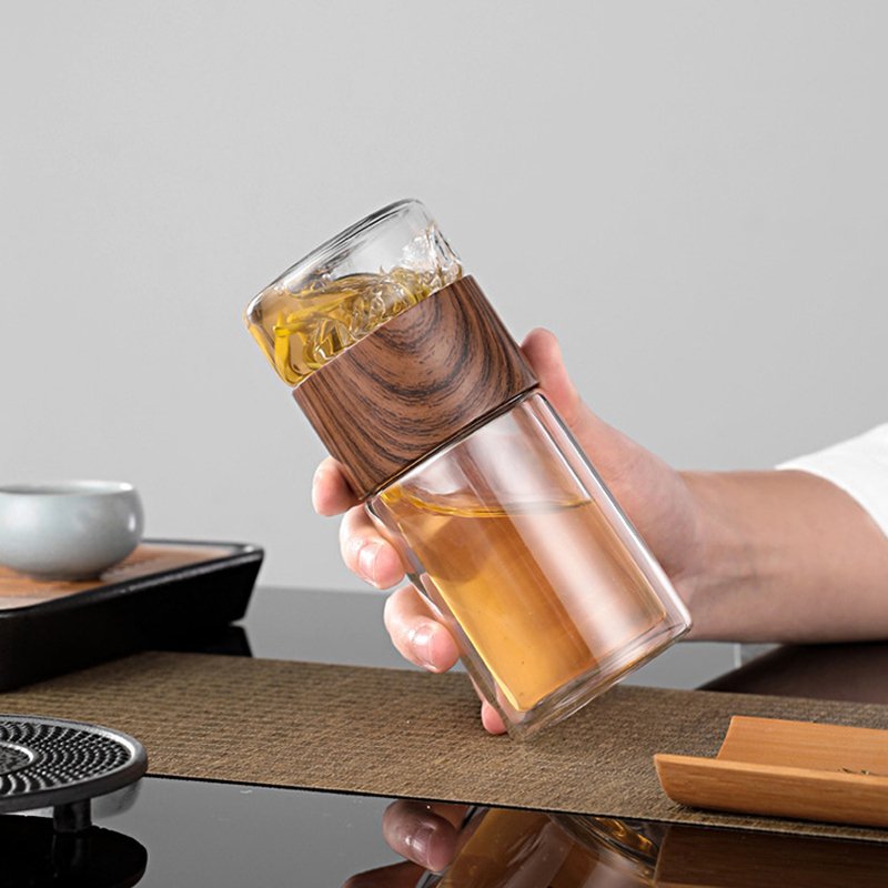 Portable 300ML Double-layer Glass Tea Maker Water Bottle With Infuser Loose Leaf Tea Tumbler Bottle