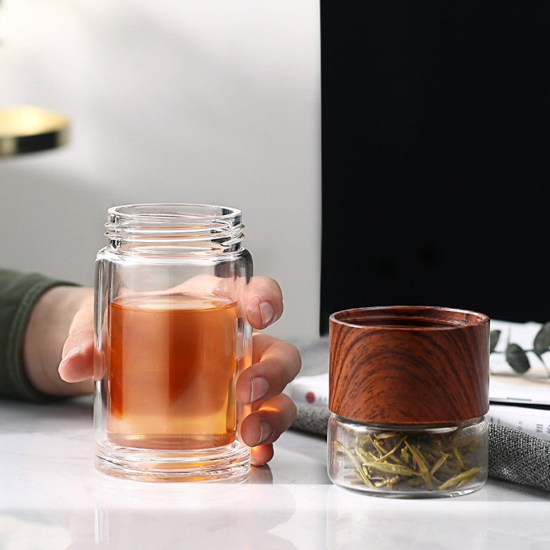 Portable 300ML Double-layer Glass Tea Maker Water Bottle With Infuser Loose Leaf Tea Tumbler Bottle
