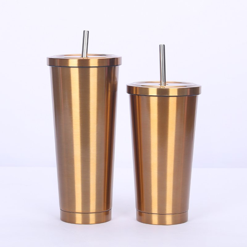 Wholesale 17oz double wall 304 stainless steel Vacuum Insulated Tumbler thermal cup coffee mug with straw