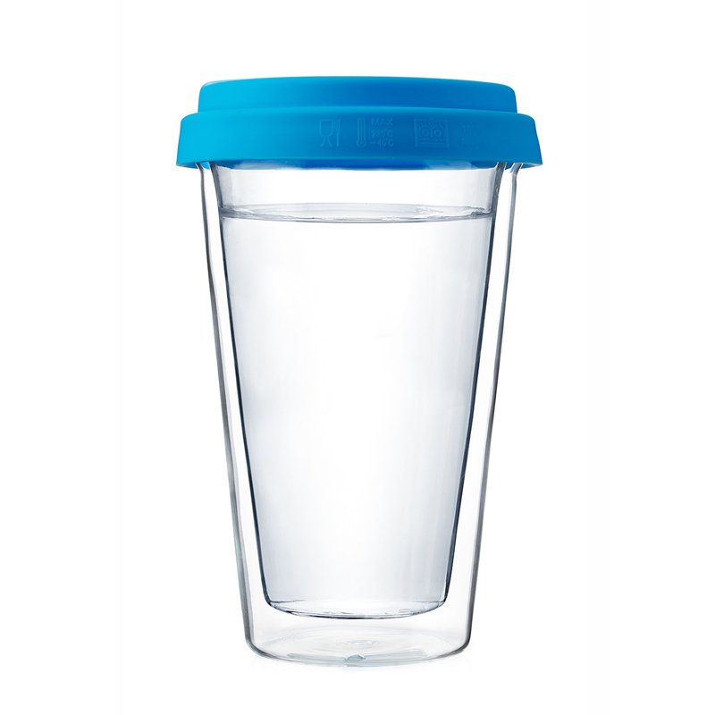 Classical double thermal glass wall with silicone lid sport travel coffee mug