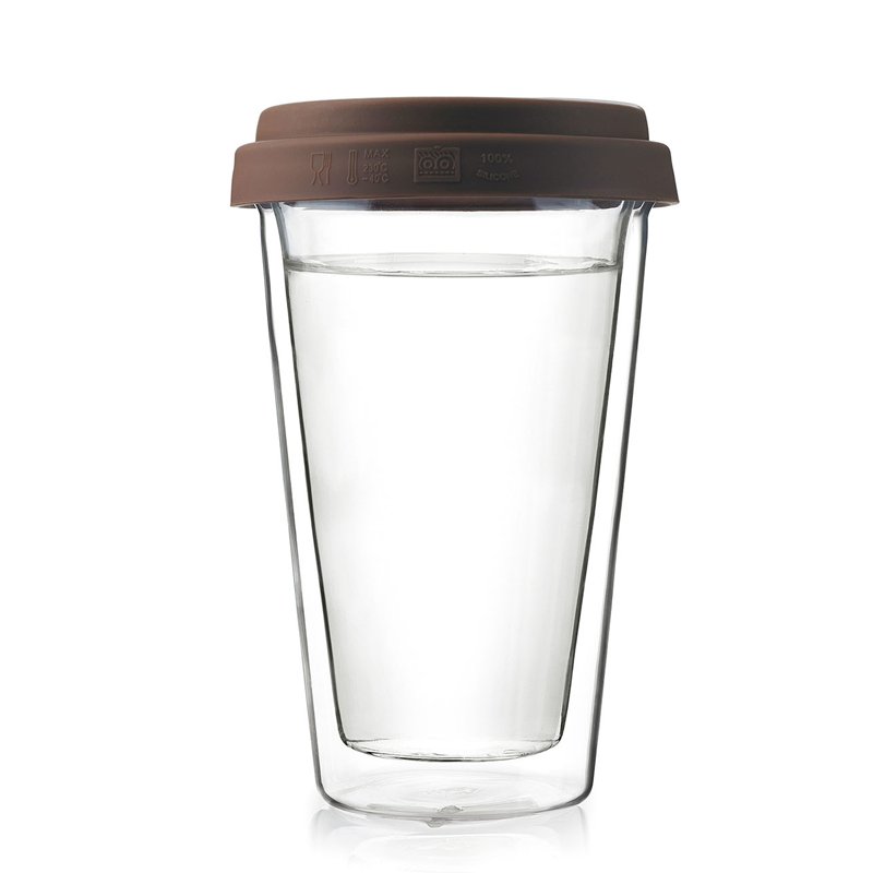 Classical double thermal glass wall with silicone lid sport travel coffee mug