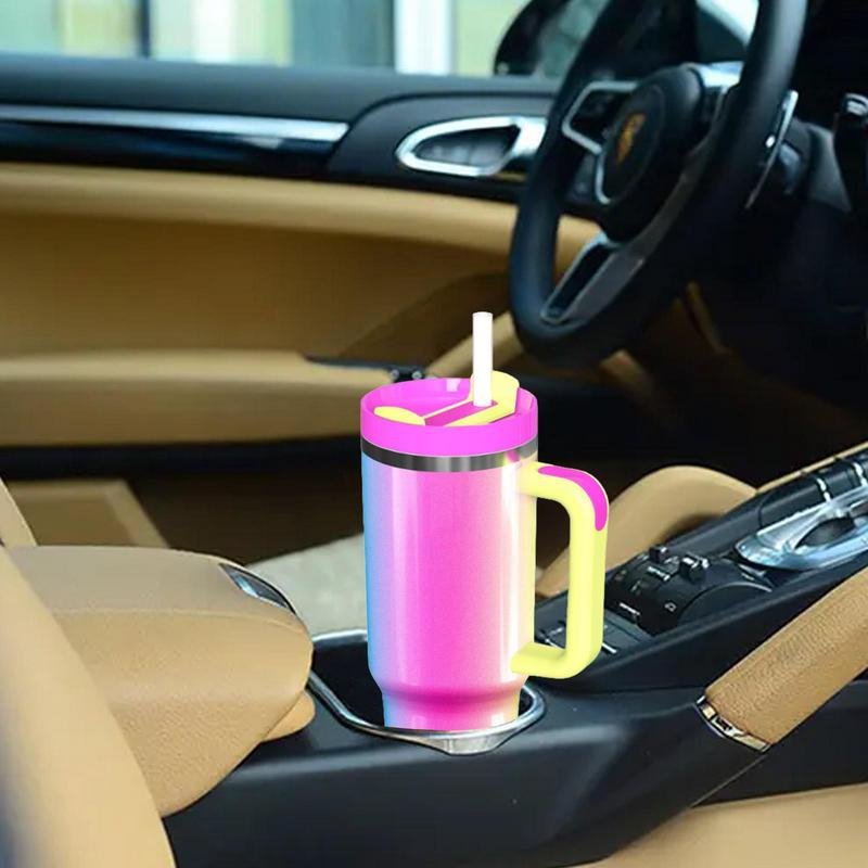 New Customized 40oz sublimation tumbler with handle Travel Tumbler Car Mug With Silicone Handle and Lid
