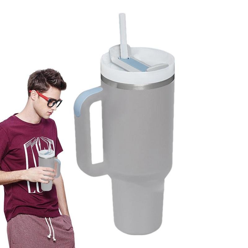 New Customized 40oz sublimation tumbler with handle Travel Tumbler Car Mug With Silicone Handle and Lid