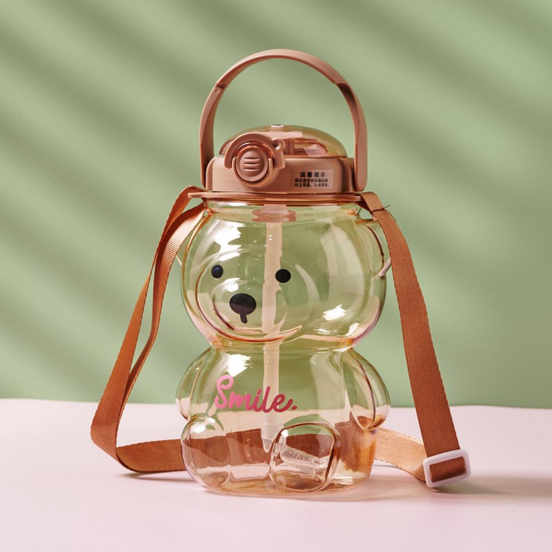 Cute Bear Kids Water Sippy Cup Creative Cartoon Baby Feeding Cups with Straws Leakproof Water Bottles Outdoor Portable Children'