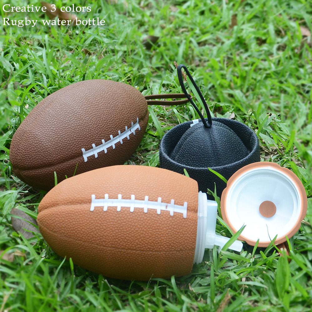 Hot Sale Custom Logo Rugby Shape 100% Food Grade Silicone Water Bottle Collapsible Gym Sports Bottle For Kids