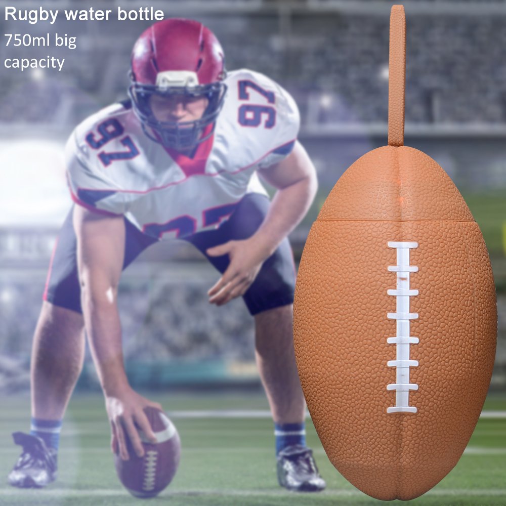 Hot Sale Custom Logo Rugby Shape 100% Food Grade Silicone Water Bottle Collapsible Gym Sports Bottle For Kids
