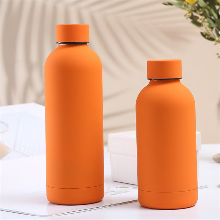Hot sale double wall thermo flask 350ml 500ml stainless steel rubber matte paint small mouth water bottle