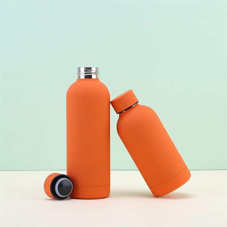 Hot sale double wall thermo flask 350ml 500ml stainless steel rubber matte paint small mouth water bottle