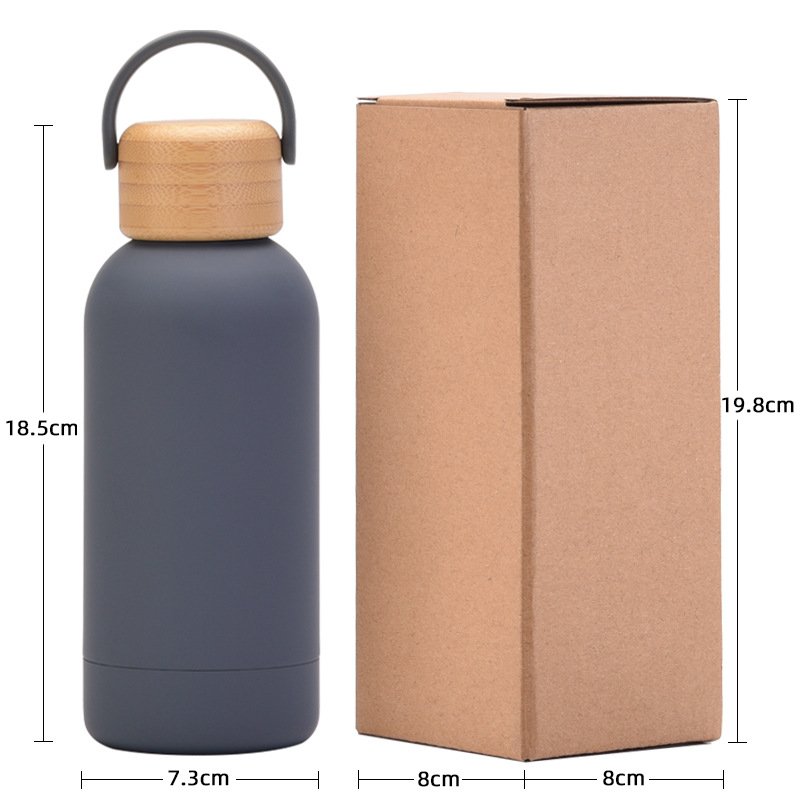 350ml Wood Grain 304 Insulated Vacuum Thermos Mug With Wooden Lid