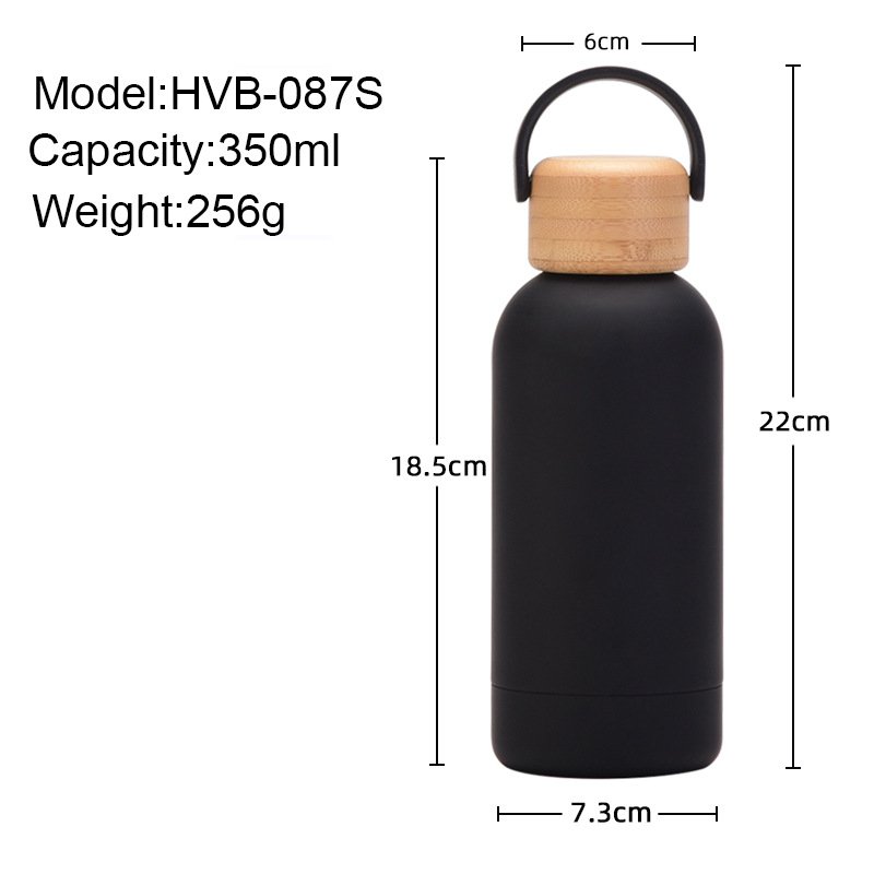 350ml Wood Grain 304 Insulated Vacuum Thermos Mug With Wooden Lid