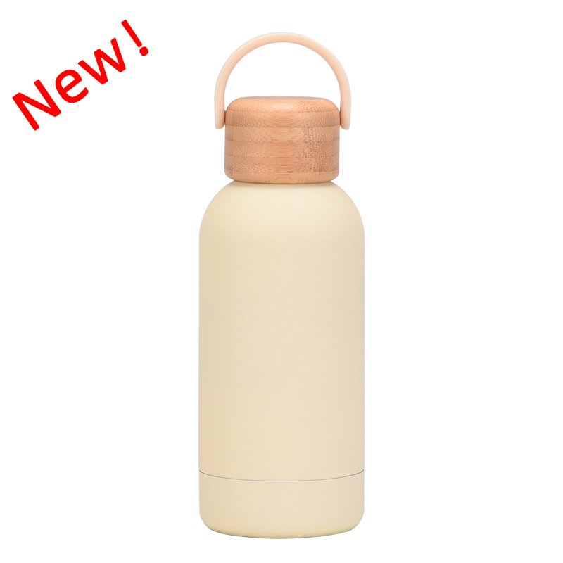 350ml Wood Grain 304 Insulated Vacuum Thermos Mug With Wooden Lid