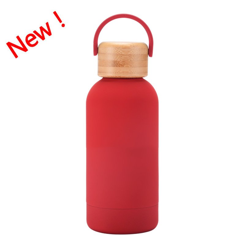 350ml Wood Grain 304 Insulated Vacuum Thermos Mug With Wooden Lid