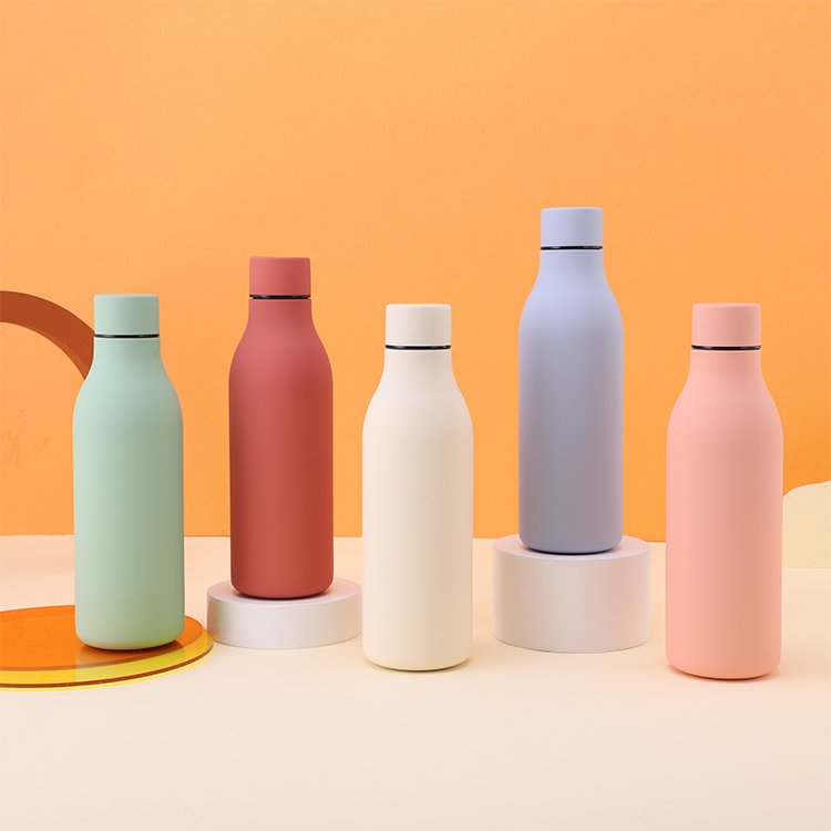 550ml Insulated Stainless Steel Water Bottle Thermal Mug Rubber Painted Surface Vacuum Flask Coffee Cup Bottle