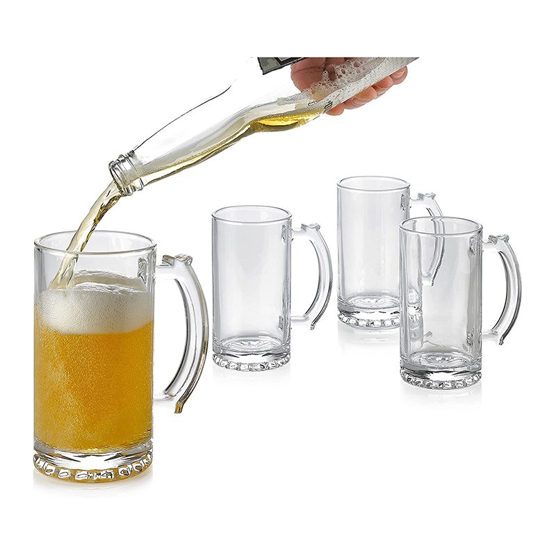 Custom Logo 1 Liter Clear Beer Stein Glass Mug Cup with Handle