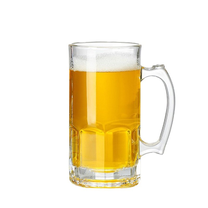 Custom Logo 1 Liter Clear Beer Stein Glass Mug Cup with Handle