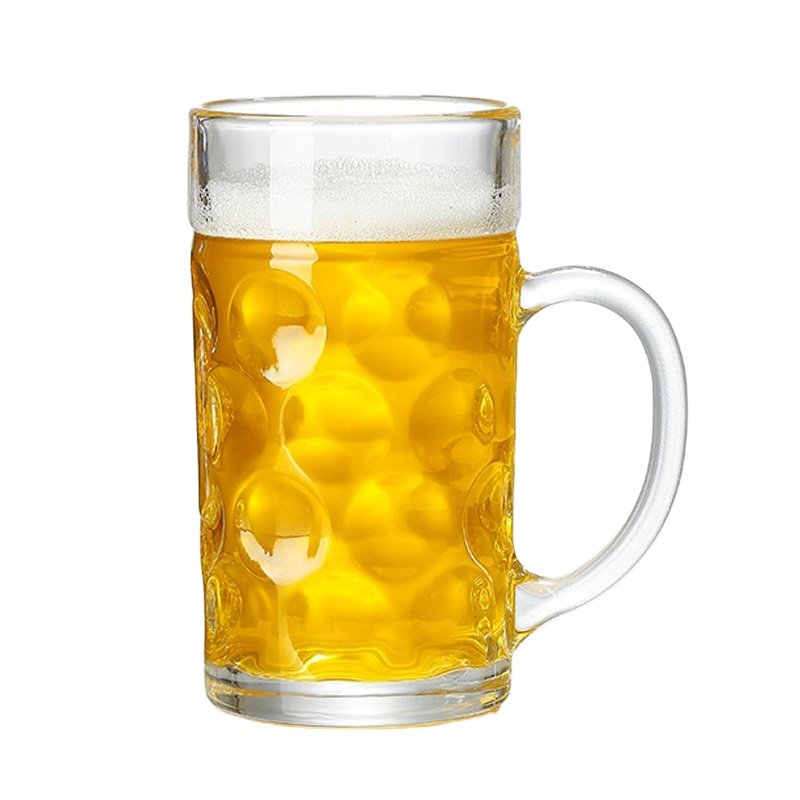 Custom Logo 1 Liter Clear Beer Stein Glass Mug Cup with Handle