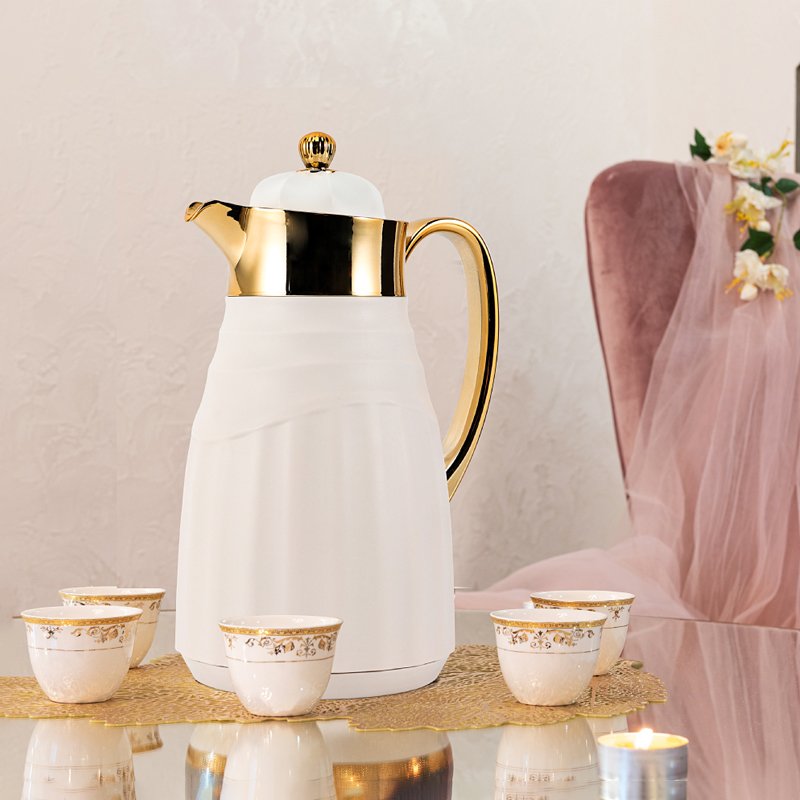 Dubai Luxury Gold Plated Insulated Vacuum Flask Thermos Dallah Arabic Turkish Coffee Pot