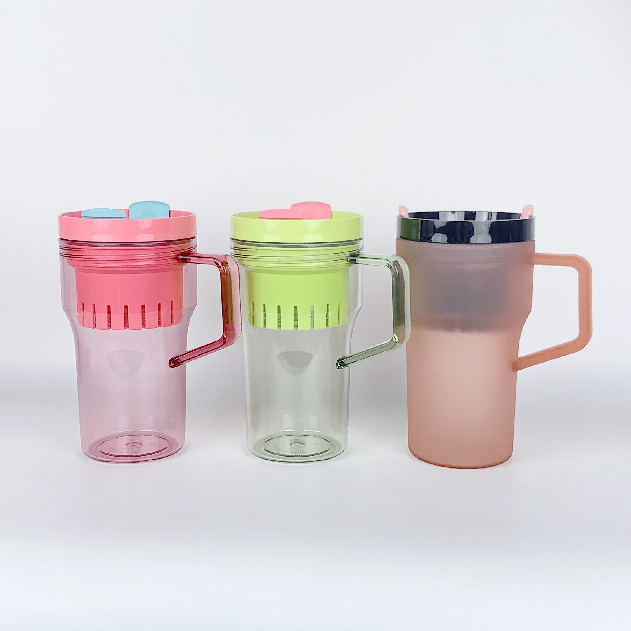 1200ml Plastic Reusable Tumbler Iced Coffee Travel Mug Thick Cold Cup With Lid and Straw for Smoothie Juice