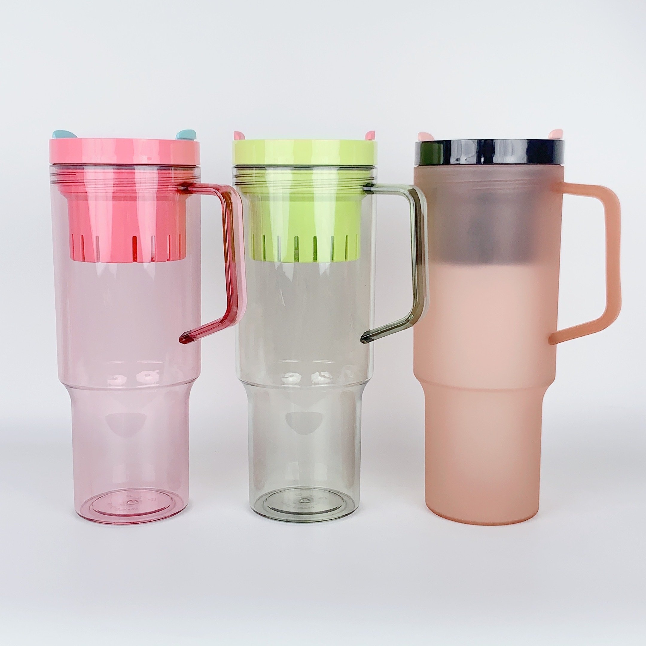 1200ml Plastic Reusable Tumbler Iced Coffee Travel Mug Thick Cold Cup With Lid and Straw for Smoothie Juice