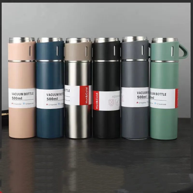 Hot sale Double Wall Vacuum Insulation 500+180ml Thermos Flask Vacuum Flask Set Gift set Thermos With Cup Thermos Bottle