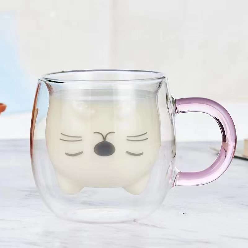 ONEIN Lovely transparent double layer high borosilicate glass Insulated glass milk cup