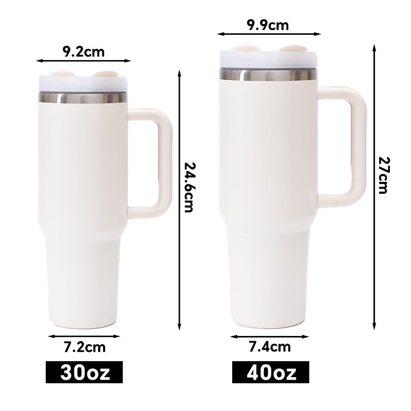 Customized Logo New Type 30/40oz Powder Coated Water Bottles Stainless Steel Car Tumblers With Handle and Straws