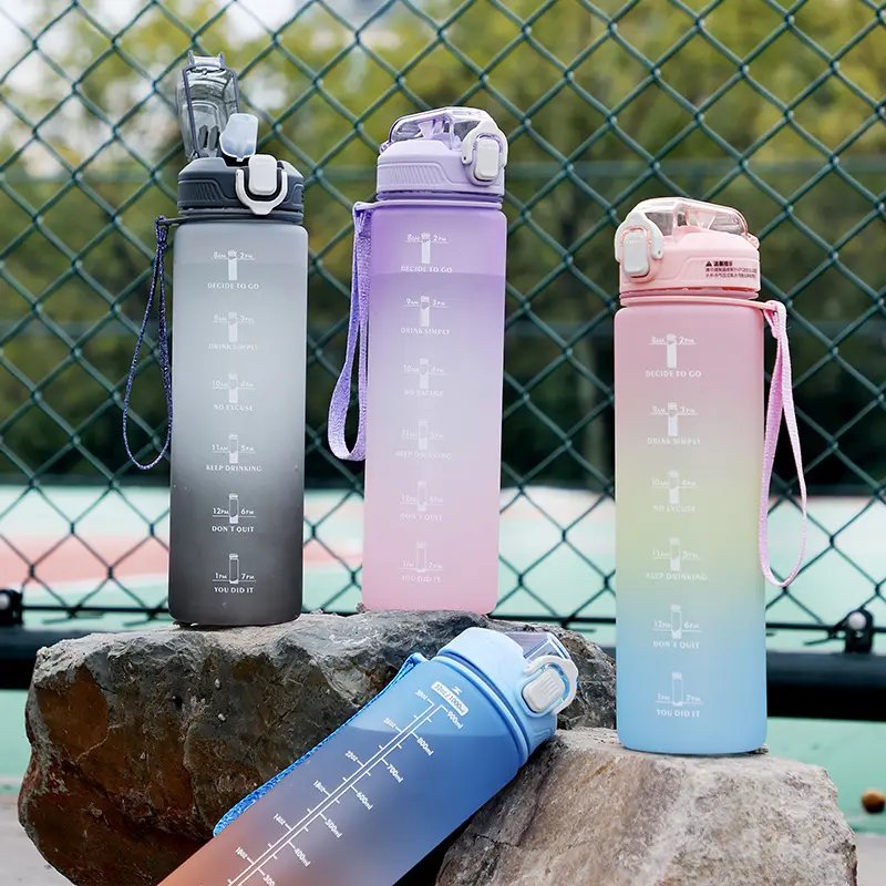 GC Customize botella de agua motivational water bottle water bottle with time marker plastic cups