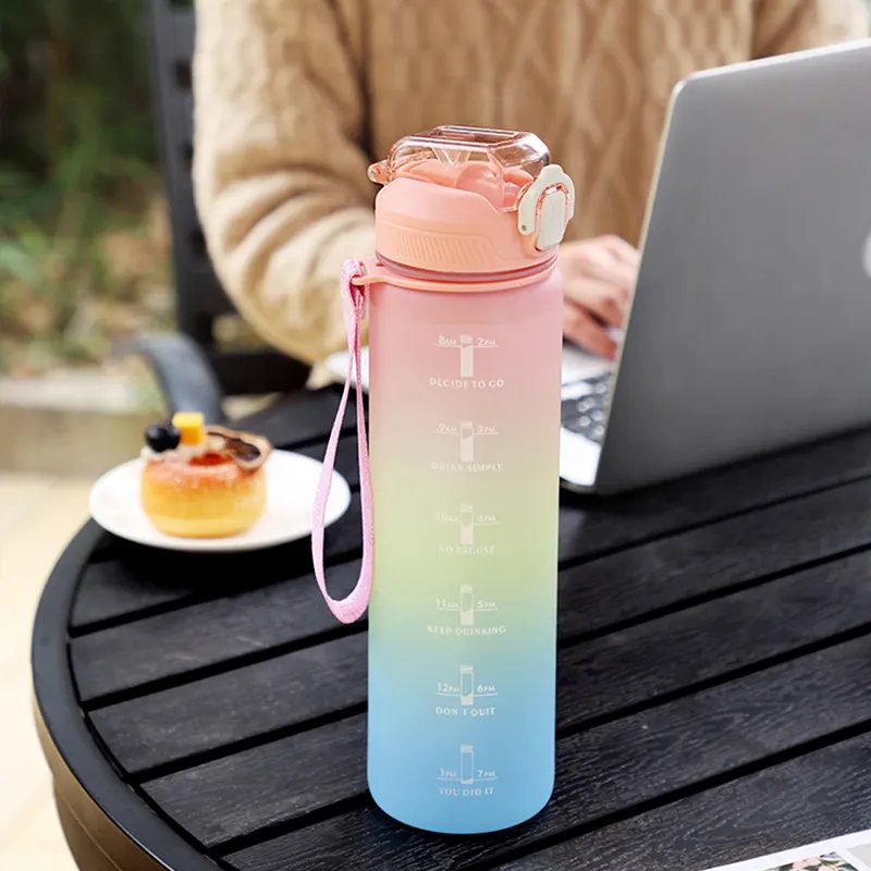 GC Customize botella de agua motivational water bottle water bottle with time marker plastic cups