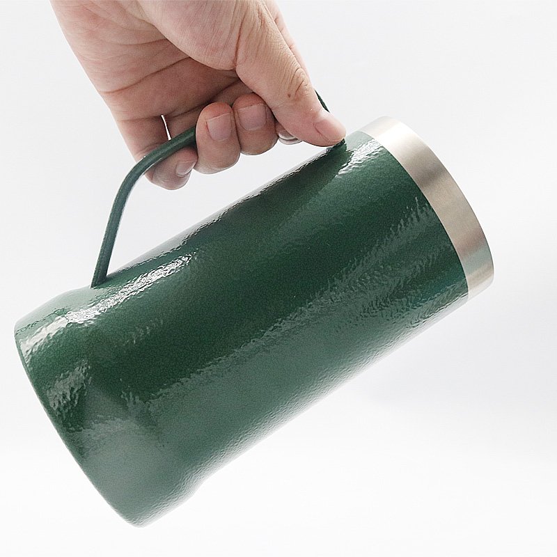 Custom Logo Double Wall Vacuum Thermos Coffee Cup 304 Stainless Steel Keep Cold Beer Mug With Handle