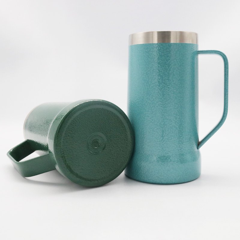 Custom Logo Double Wall Vacuum Thermos Coffee Cup 304 Stainless Steel Keep Cold Beer Mug With Handle