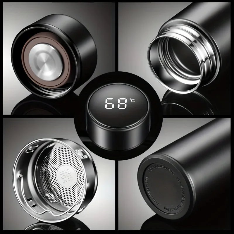 Wholesale 500ml Intelligent Digital LED Temperature Display Water Bottles Cup Flask Tea Infuser Vacuum Insulated Thermos Bottle