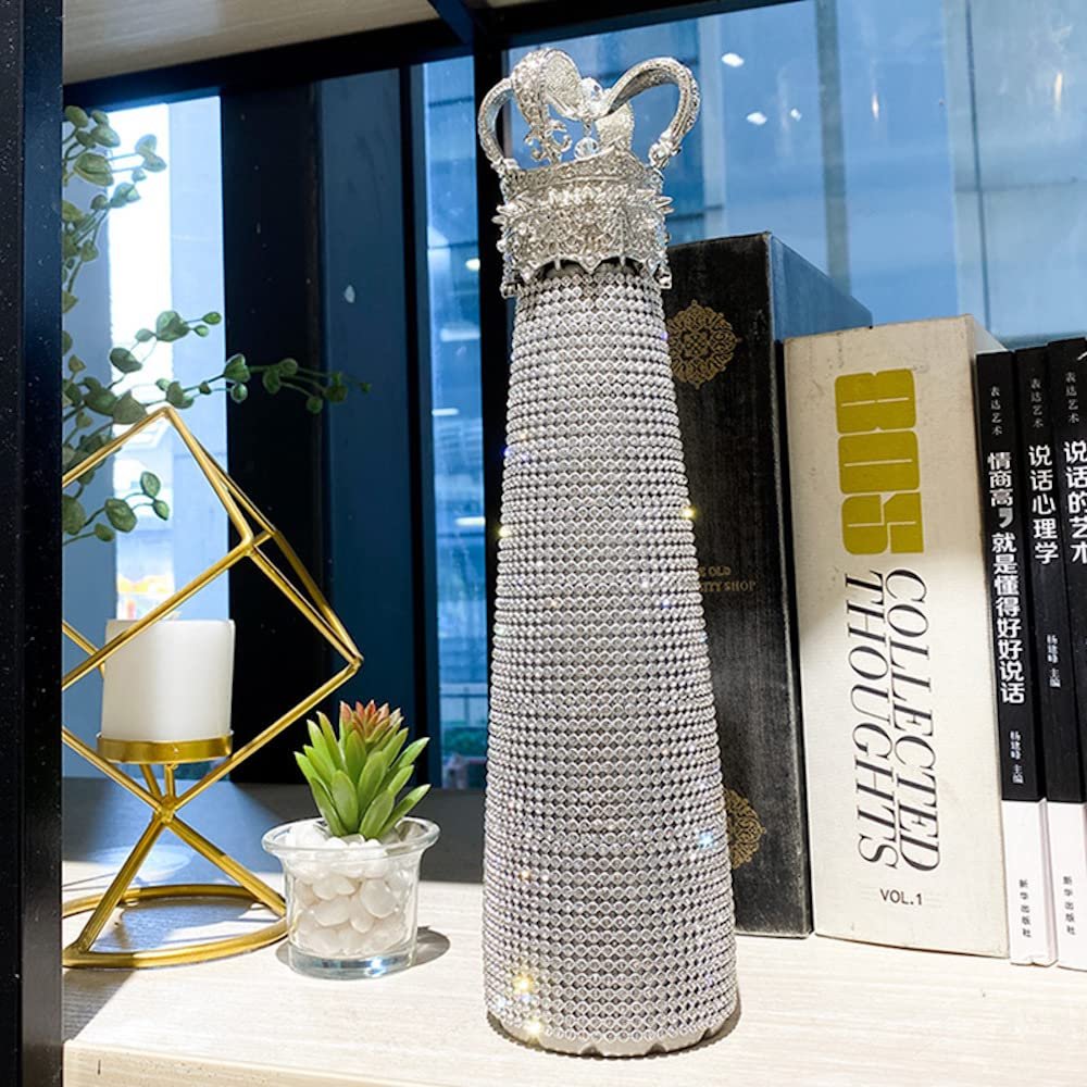 New Arrival 500ml Stainless Steel Water Bottle Fashion Bling Rhinestone Crown Diamond Vacuum Flask Water Bottle