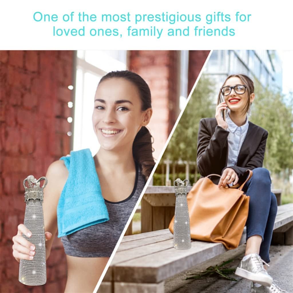 New Arrival 500ml Stainless Steel Water Bottle Fashion Bling Rhinestone Crown Diamond Vacuum Flask Water Bottle