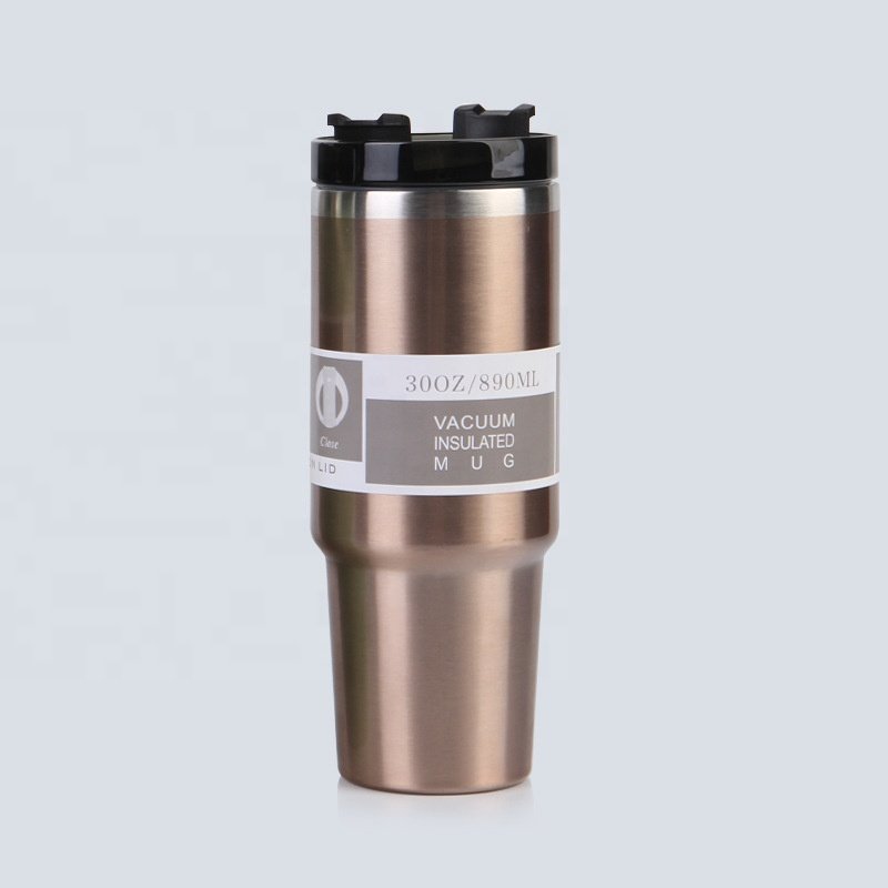 Cheap Custom LOGO 30oz 900ml Double Wall Vacuum Sealed Stainless Steel Coffee Water Tumbler Mug With Rotating Splash Guard Lid