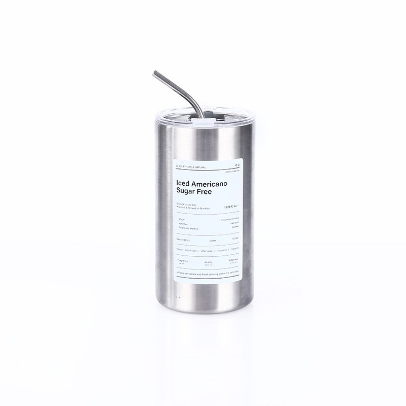 Stainless Steel Thermos Mug 600ml Vacuum Ice Americano Cup Double Wall Double Drink Coffee Tumblers Portable With Straw And Lid