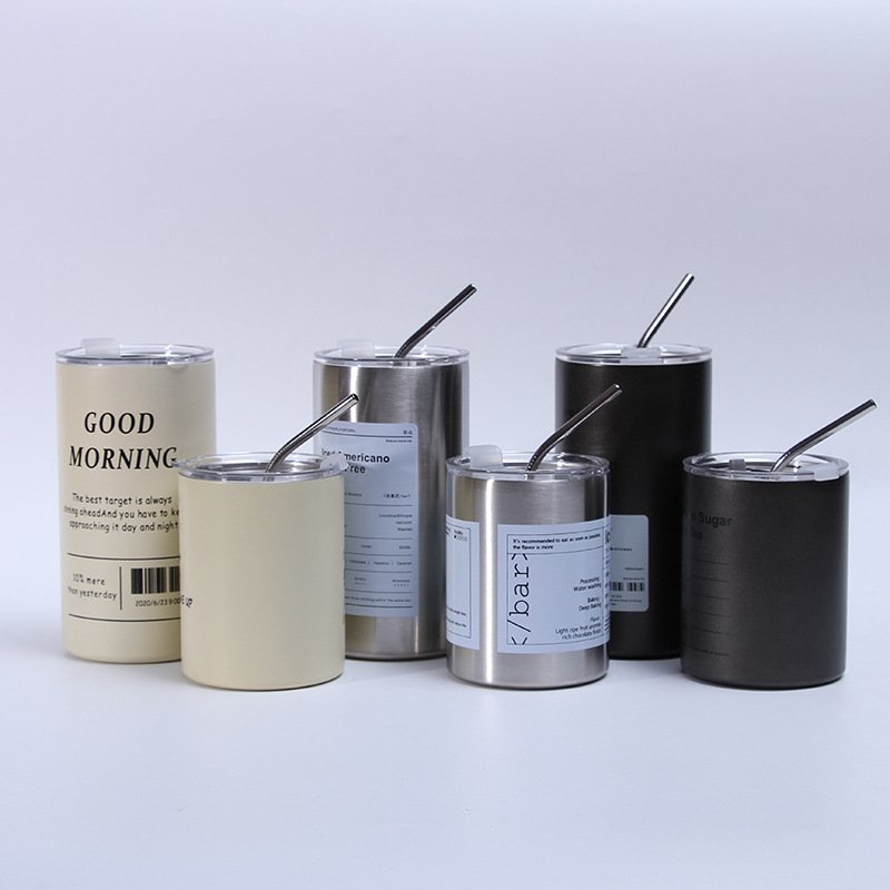 Stainless Steel Thermos Mug 600ml Vacuum Ice Americano Cup Double Wall Double Drink Coffee Tumblers Portable With Straw And Lid