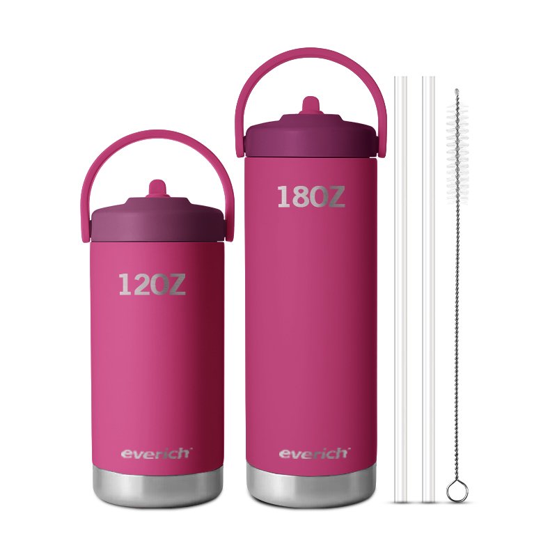 12oz 18oz Double Walled Sports Bottle Wide Mouth Vacuum Flask Stainless Steel Custom Logo Water Bottle with ODM Handle Straw Lid