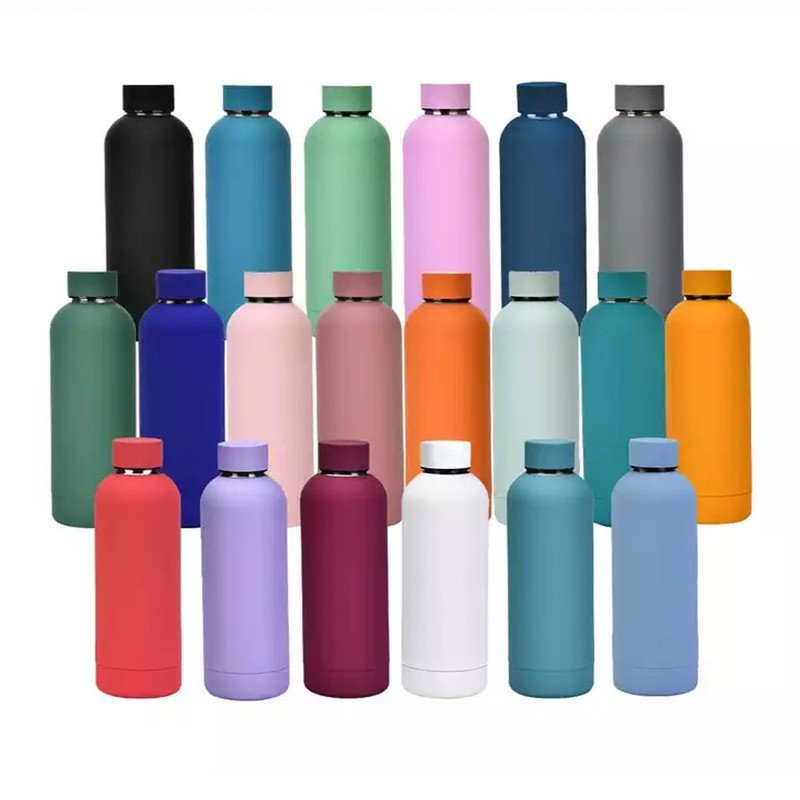 Top Selling Custom Double Wall Thermo Flask Stainless Steel Rubber Matte Paint Outdoor Small Mouth Drinking Water Bottle