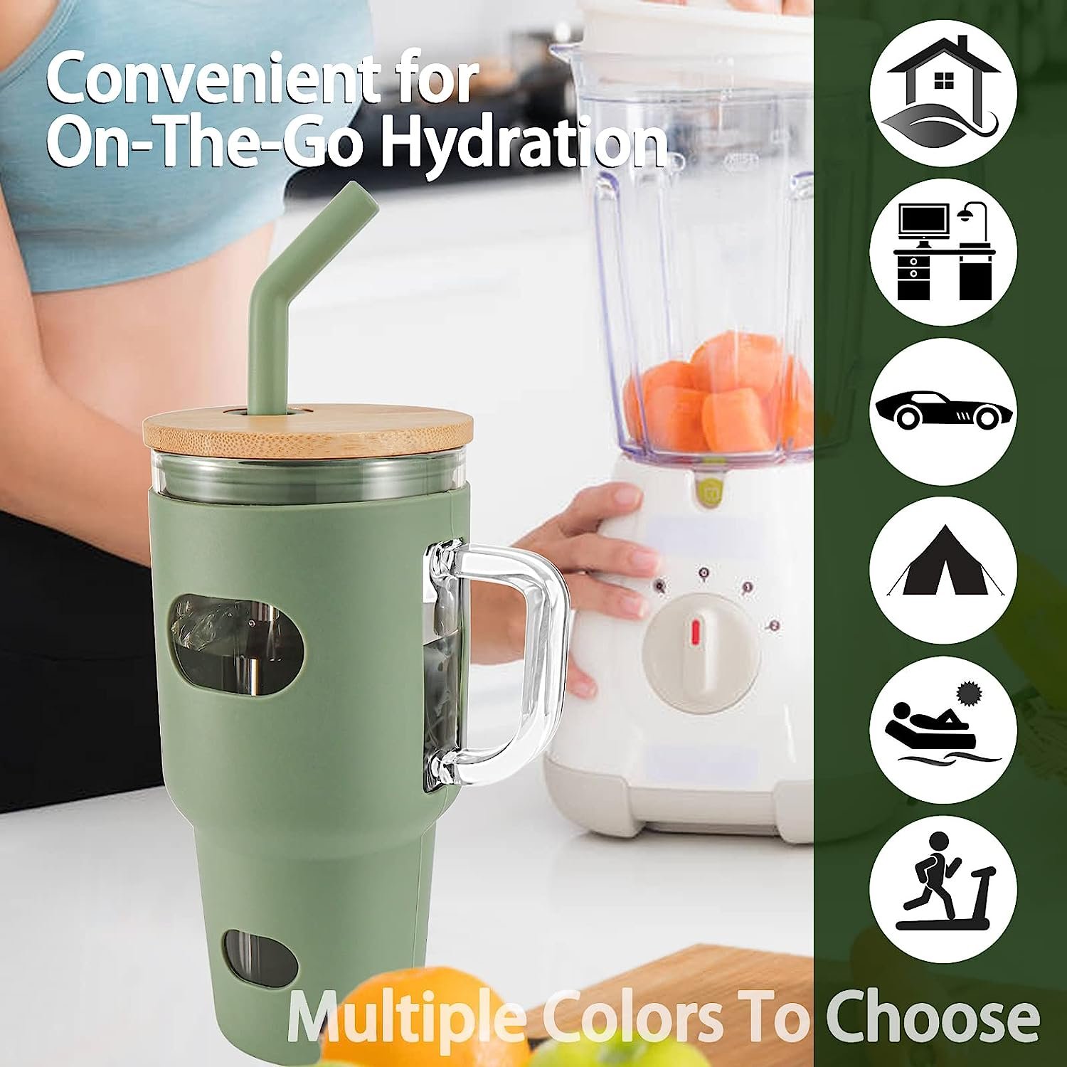 Wholesale 2023 Fashionable Travel 32 Oz 32Oz Borosilicate Glass Can Beer Tumbler Cups Mugs With Bamboo Lids And Straws Reusable
