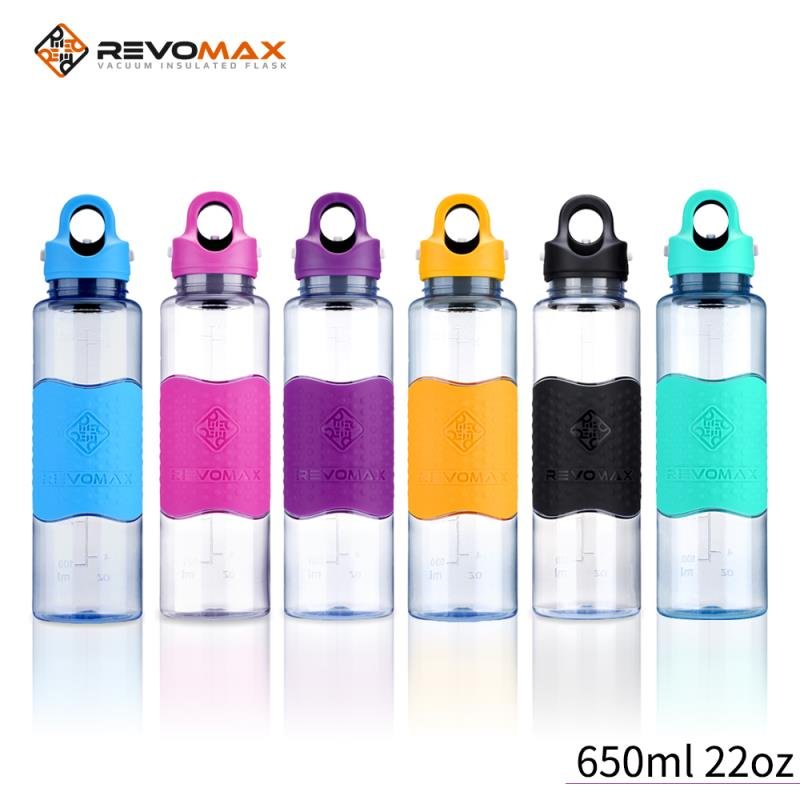 Factory Price 22oz BPA free Tritan infuser bottle 650ml Tritan plastic fruit infuser sports water bottle with silicone sleeve