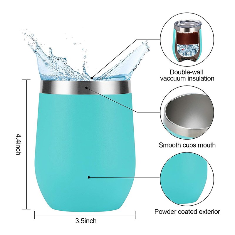 Wine Tumblers Wholesale Bulk Classic Insulated Cups Travel Mugs 12oz Egg Shaped Thermal Cups With Straw Iced Wine Beer for Party
