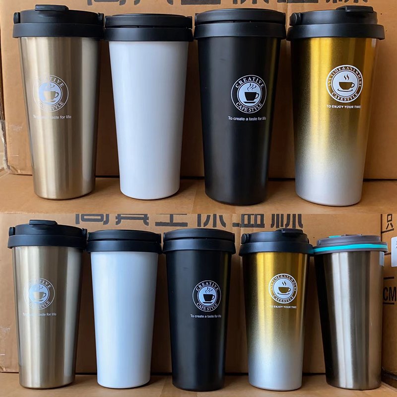 Travel mug New Wholesale Custom Reusable Travel Stainless Steel Coffee cups With Plastic Lid Espresso latte custom logo caneca L