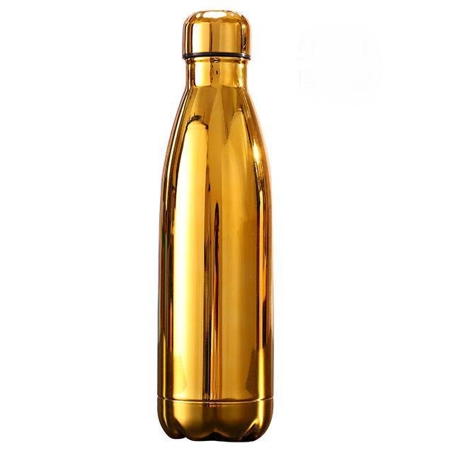 Wholesale Bulk 12oz 17oz Vacuum Flasks Electroplated Plating 500ml Stainless Steel Cola Shaped Water Bottles Mugs Tumbler Cups